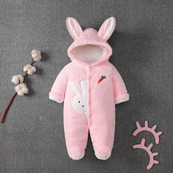 Winter Thickened Simple Solid Color Baby Onesies - Image 5