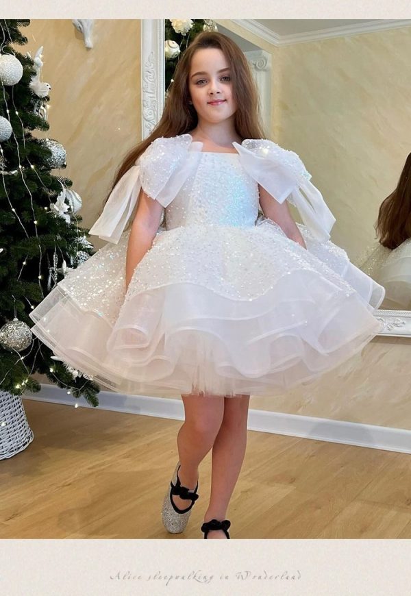 Girls' White Girls' Party Formal Dress Skirt - Image 3