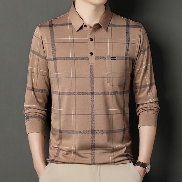 Autumn Long-sleeved T-shirt Men's Casual Striped Polo Shirt - Image 9