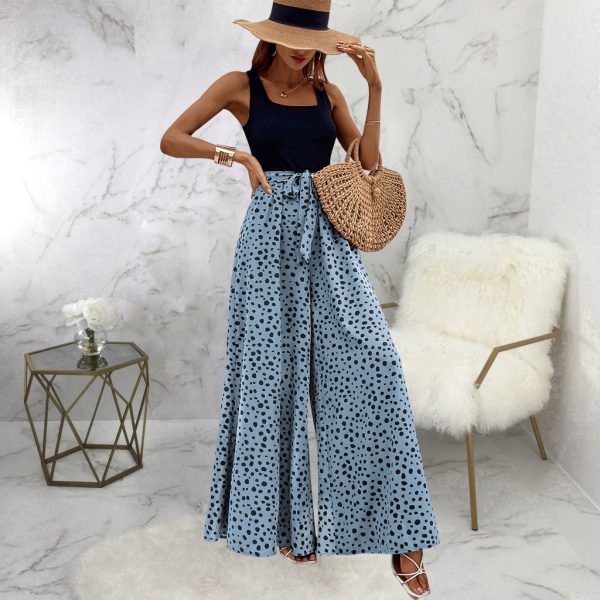 Women's Color Polka-dot Cinched Slimming Trousers - Image 10