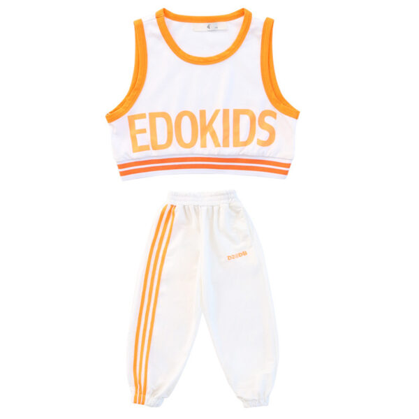 Girls Big Kids Summer Suit: New Girl Western Style Navel Blouse Vest Two-piece Sports and Leisure - Image 2