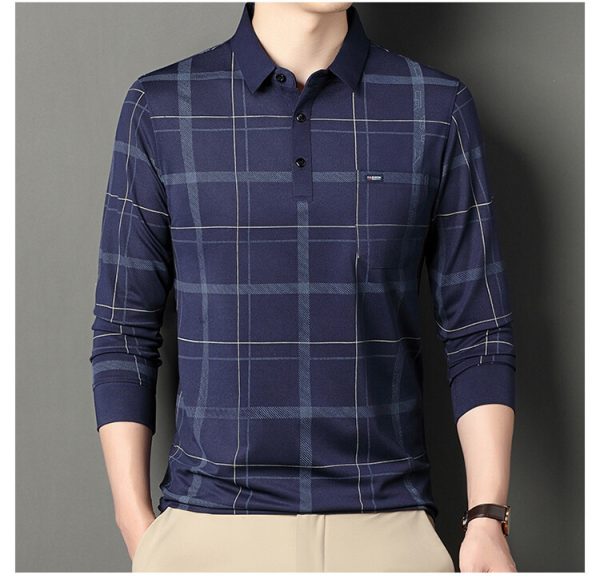 Autumn Long-sleeved T-shirt Men's Casual Striped Polo Shirt - Image 5