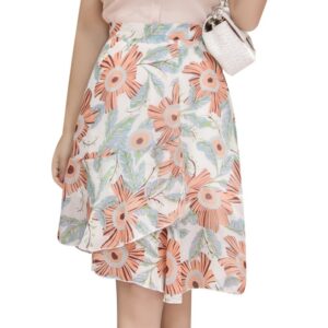 Floral fishtail skirt ruffled irregular a word skirt