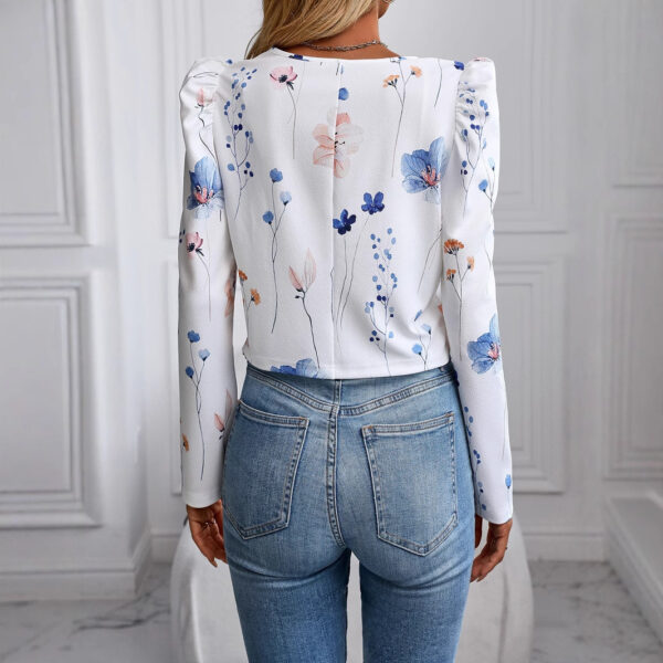 Printed Gigot Sleeve Long Sleeve Thin Jacket - Image 2