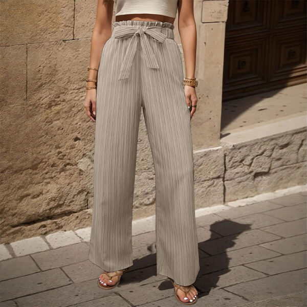 Tied Lotus Leaf Elastic Trousers - Image 4