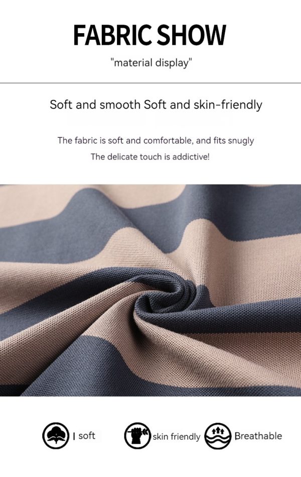 Men's Polo Shirt Short-sleeved Lapel T-shirt 2024 Striped Business Casual Lead Basic All-matching - Image 5