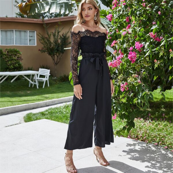 Women's Off-neck Wide-leg Jumpsuit - Image 3