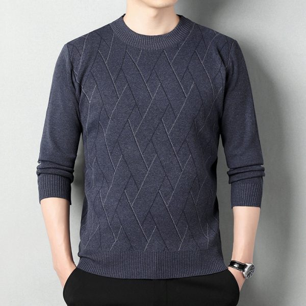 Men's Loose Multicolor Round Neck Warm Sweater - Image 5
