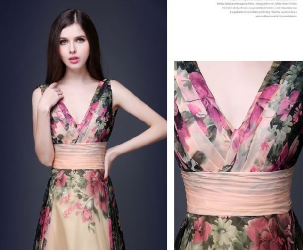 European and American elegant temperament shoulder flower dress Women's evening dress, long skirt - Image 2