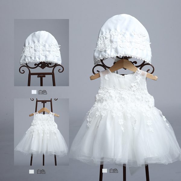 Baby's full moon, baby's wedding dress, princess dress, children's dress, lace cap, fluffy dress, photo studio - Image 2