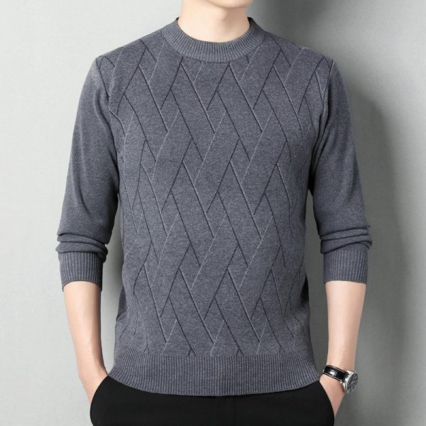 Men's Loose Multicolor Round Neck Warm Sweater - Image 7