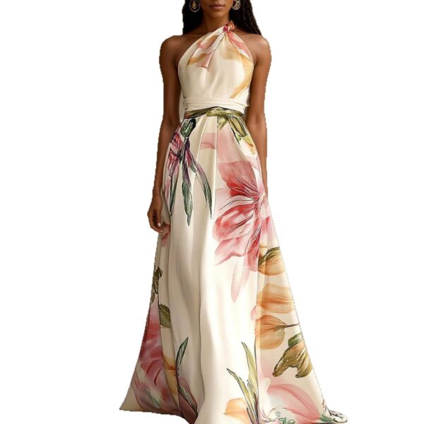 Printed Elegant Catwalk Party Holiday Long Dress - Image 2