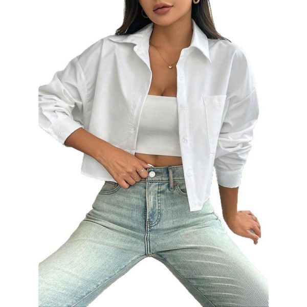 Fashion Solid Color Loose-fitting Women's Shirt Top - Image 3