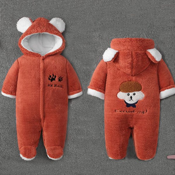 Winter Thickened Simple Solid Color Baby Onesies - Image 4