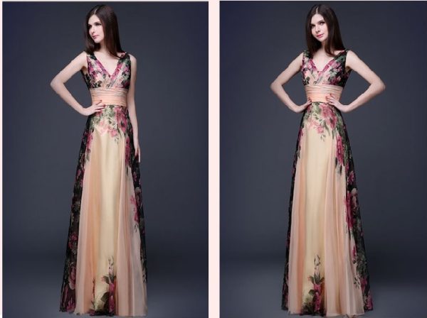 European and American elegant temperament shoulder flower dress Women's evening dress, long skirt - Image 3