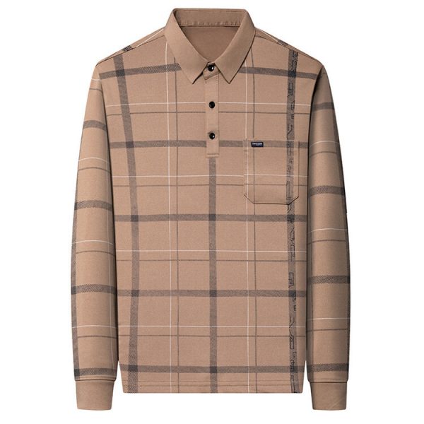Autumn Long-sleeved T-shirt Men's Casual Striped Polo Shirt - Image 2