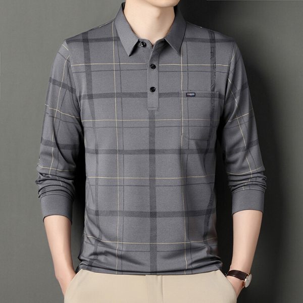Autumn Long-sleeved T-shirt Men's Casual Striped Polo Shirt - Image 7