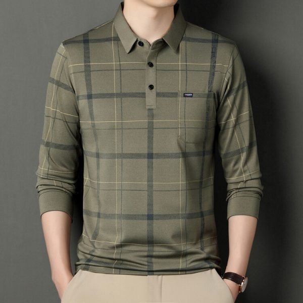 Autumn Long-sleeved T-shirt Men's Casual Striped Polo Shirt - Image 8