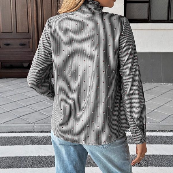 Holiday Casual Striped Stringy Selvedge Shirt Women's Clothing - Image 4