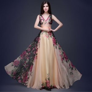 European and American elegant temperament shoulder flower dress Women's evening dress, long skirt