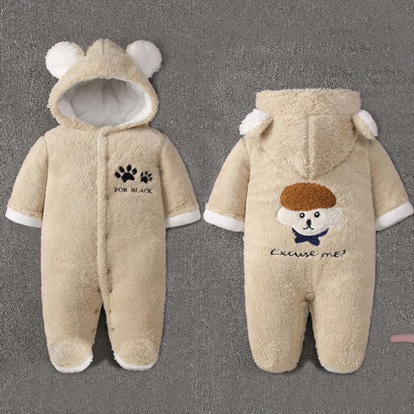 Winter Thickened Simple Solid Color Baby Onesies - Image 2