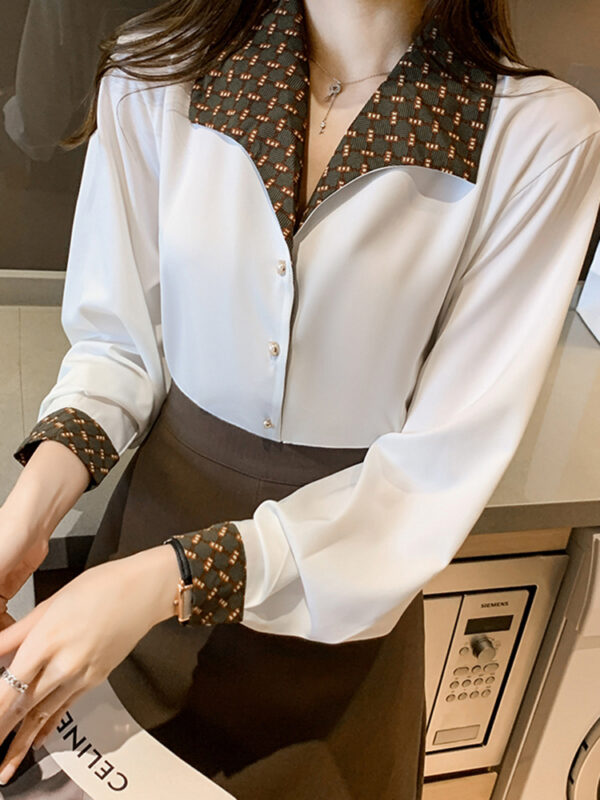 Women's Shirts All-match Retro Hong Kong Style Temperament Shirt Long-sleeved Tops - Image 4