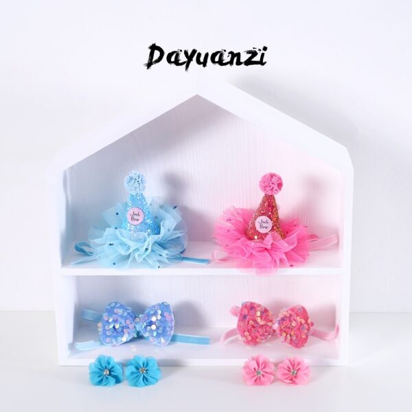 Cat Birthday Hat Bow Tie Flower Party Suit - Image 5
