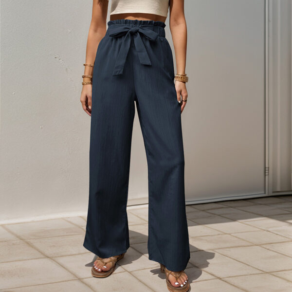 Tied Lotus Leaf Elastic Trousers - Image 2