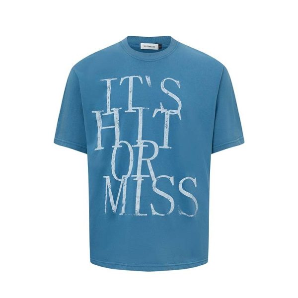 Men's American-style Letter Printed Round Neck T-shirt