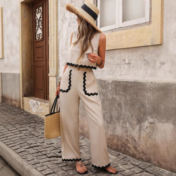 Casual Women's Elegant Holiday Lace Trousers Suit