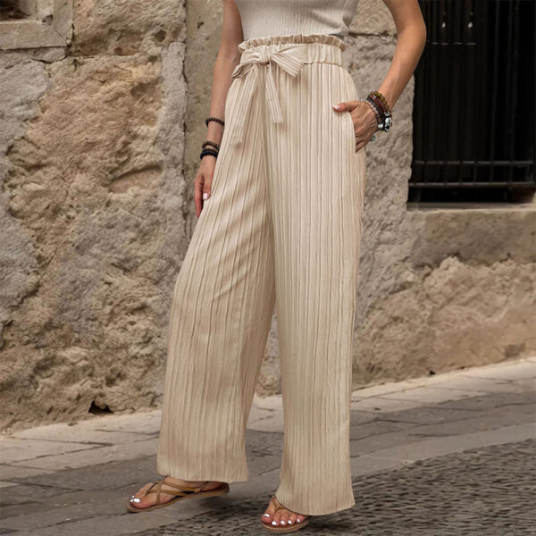 Tied Lotus Leaf Elastic Trousers - Image 3