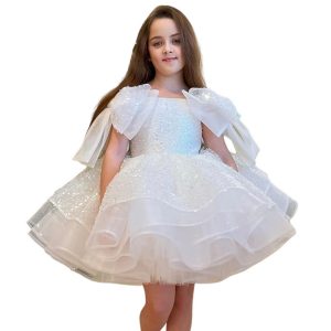 Girls' White Girls' Party Formal Dress Skirt