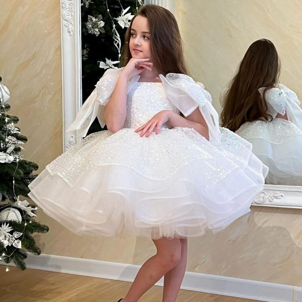 Girls' White Girls' Party Formal Dress Skirt - Image 2