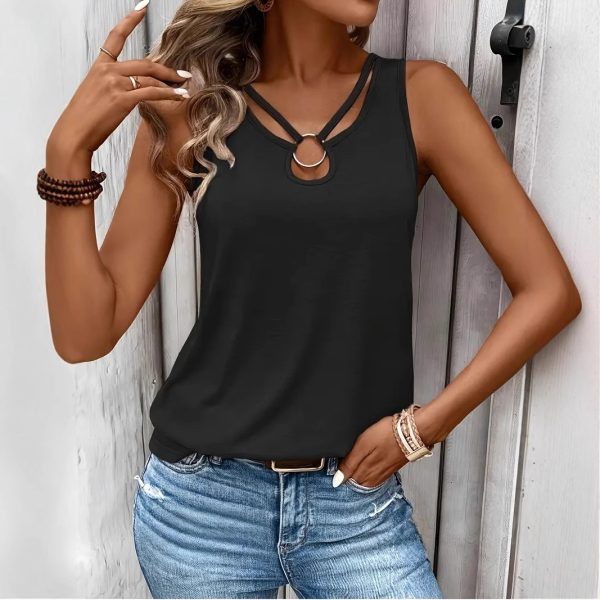 Cross Solid Color Sexy Sling Vest Women's Top - Image 3