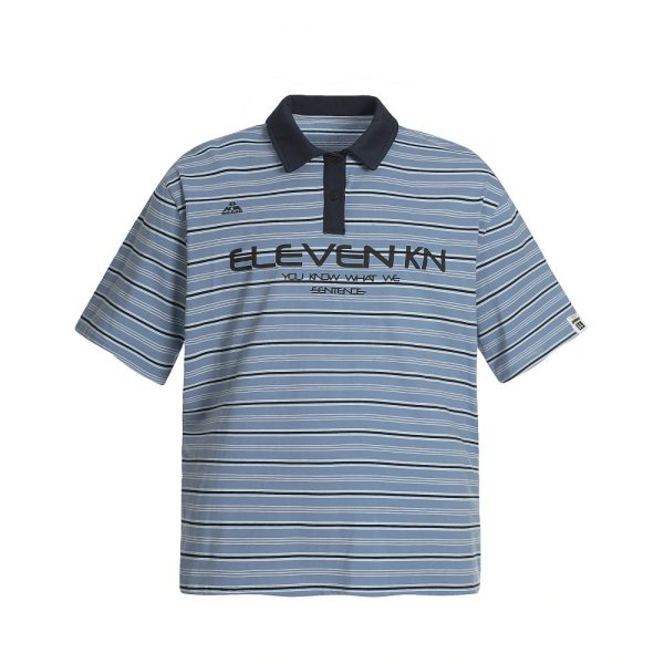 Vintage Stripe Short-sleeved Polo Shirt Loose Top