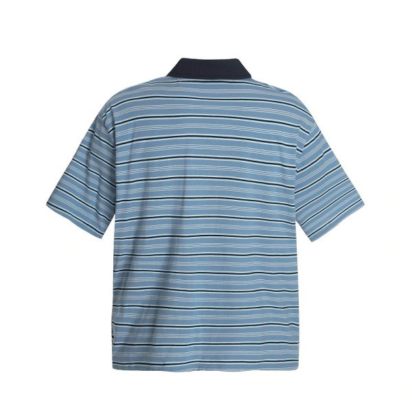 Vintage Stripe Short-sleeved Polo Shirt Loose Top - Image 3