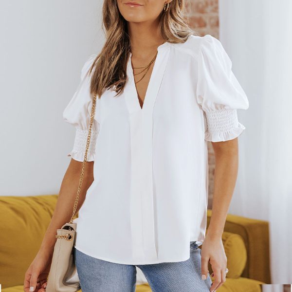 Shiying New V-neck Half Sleeve Shirt For Women - Image 2