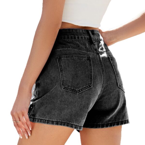 Washing Design Beaded Slimming Denim Half-length Women's Shorts - Image 3