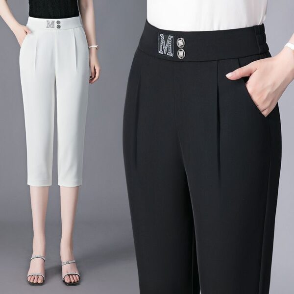 High Waist Thin Plus Size Casual Tappered Harem Pirate Shorts - Image 3