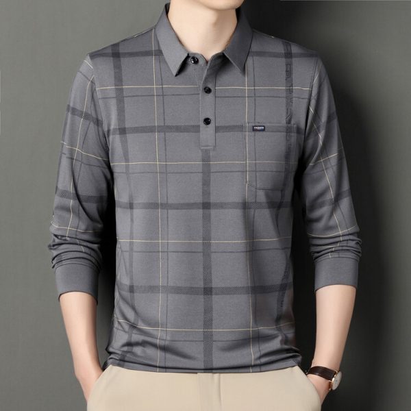 Autumn Long-sleeved T-shirt Men's Casual Striped Polo Shirt - Image 4