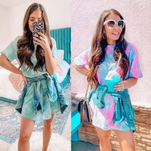 Women's Casual Fashion Irregular Pattern Print Short Sleeve Dress