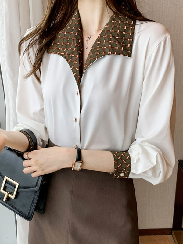 Women's Shirts All-match Retro Hong Kong Style Temperament Shirt Long-sleeved Tops - Image 3