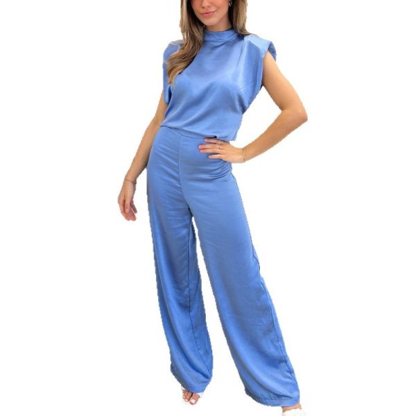 Backless Evening Dress Jumpsuit Solid Color Casual Straight Pants - Image 7