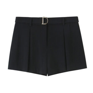 With Belt Pleated Casual Shorts