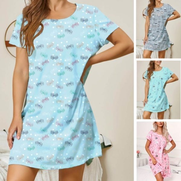 Home Crew Neck Casual Printing Dress - Image 5