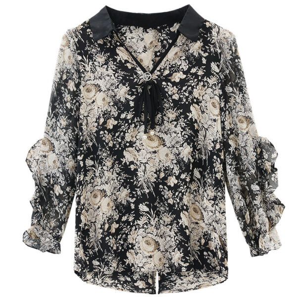 Middle-aged Mother Floral Shirt Top - Image 2