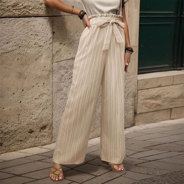 Tied Lotus Leaf Elastic Trousers - Image 7