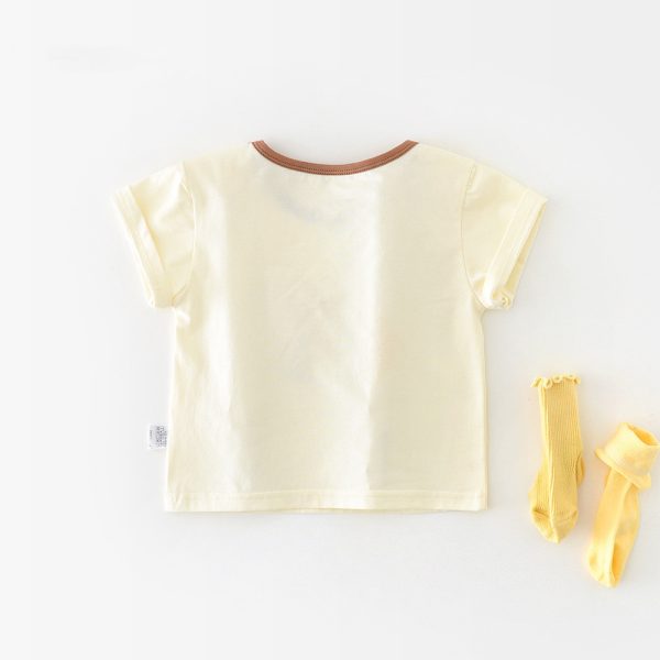 Baby Summer Cartoon Banana Round Neck Short Sleeve Top - Image 2