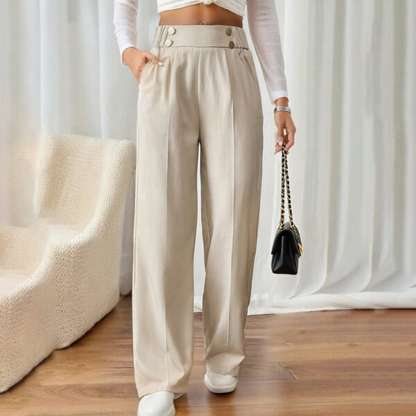 Women's Wide Leg Pants High Waist Business Casual Trousers Pant With Pockets - Image 3