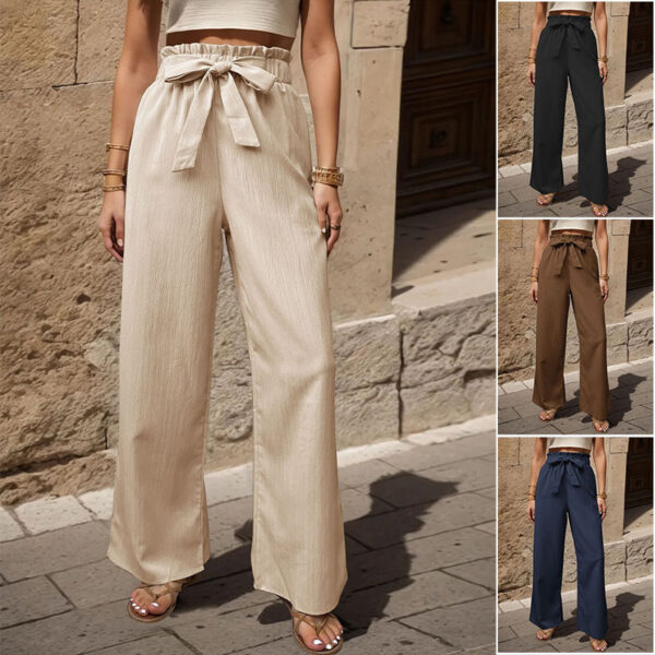 Tied Lotus Leaf Elastic Trousers - Image 8